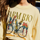 Camisola Amarela "Birds Bicycle" Bordada | FARM RIO
