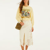 Camisola Amarela "Birds Bicycle" Bordada | FARM RIO