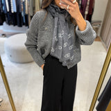 Cardigan em Mistura de Alpaca e Lã Cinza com Fio Lurex | Liu Jo