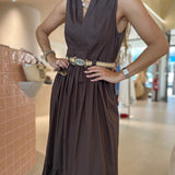 Vestido midi TWINSET em popelina castanha