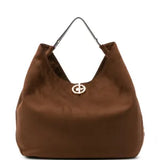 Mala de Ombro em Suede Castanha | LIUJO