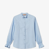Camisa Azul Céu em Popelina com Folhos | TWINSET