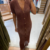 Vestido midi TWINSET em malha lurex com botões