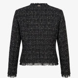 Casaco Preto em Tricot Bouclé com Tule | TWINSET