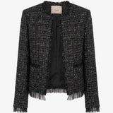 Casaco Preto em Tricot Bouclé com Tule | TWINSET