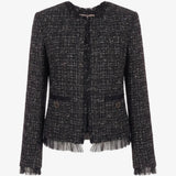 Casaco Preto em Tricot Bouclé com Tule | TWINSET