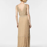 Vestido longo Nenette em malha dourado