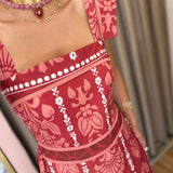 Vestido Midi Estampado Bordô | Violeta Store