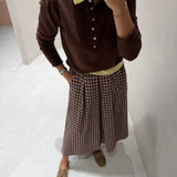 Polo em Malha Castanha com Gola Amarela | VIOLETA