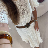 Vestido Midi em Renda Ecru Moody | ba&sh