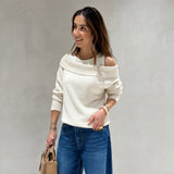 Camisola de malha bege SEMICOUTURE com decote barco