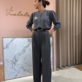 Calças Wide‑Leg Cintura Alta Cinzento | Scotch & Soda