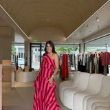 Conjunto Rosa de Top e Saia Midi de Folhos | Violeta Store