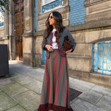 Saia Midi Espiga em Vermelho e Verde | VIOLETA STORE