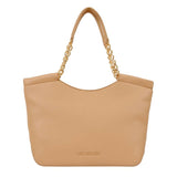 Mala de ombro Love Moschino em camel com alças de corrente