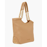 Mala de ombro Love Moschino em camel com alças de corrente