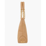 Mala de ombro Love Moschino em camel com alças de corrente