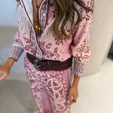 Camisa Kiara Rosa com Franjas em Paisley | CECILIA PRADO