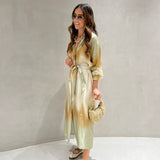 Camiseiro acetinado Ottod'ame com print tie dye verde