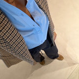 Camisa Larga em Popeline Azul | TWINSET