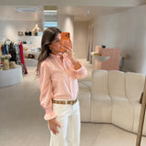 Cinto em Pele Bege com Tachas | Violeta Store
