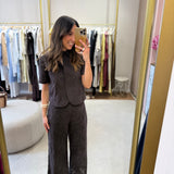 Camisa Bordada em Musselina Castanho Escuro | LIU JO