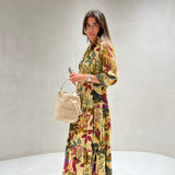 Vestido midi com print floral
