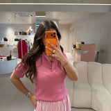 Polo de Malha Feminina Rosa com Botões | LIU JO
