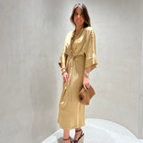Vestido midi Ottod'ame acetinado dourado