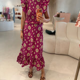 Vestido Midi Estampado em Lilás | Violeta Store
