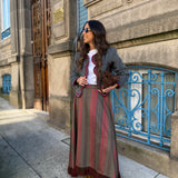 Saia Midi Espiga em Vermelho e Verde | VIOLETA STORE
