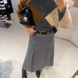 Camisola Oversized em Mistura de Alpaca Cinza e Camel Gaston | SEMICOUTURE