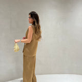 Conjunto TWINSET acetinado em kaki
