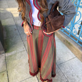 Saia Midi Espiga em Vermelho e Verde | VIOLETA STORE