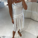 Vestido twinset em seda e renda chantilly