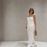 Top TWINSET em cetim branco com textura