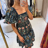Vestido Curto Stitched Garden Azul Marinho | FARM RIO