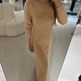 Vestido longo Ottod'ame em bege de malha elástica