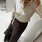 Saia midi de lantejoulas TWINSET em chocolate
