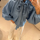 Blusa Demin com Laço | Violeta Store