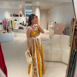 Vestido Maxi Amarelo com Estampa Jardim | FARM RIO