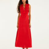 Vestido Midi Vermelho em Linho | FARM RIO