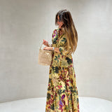 Vestido midi com print floral