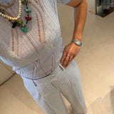 T-Shirt  de Malha Tricotada em Azul | LIU JO