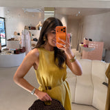 Vestido Midi em Linho Mostarda | OTTOD'AME
