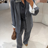 Blazer Oversize em Lã Cinza Isabella | SEMICOUTURE