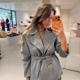 Casaco Curto em Fazenda de Lã com Cinto Cinza | Liu Jo