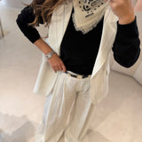 Colete Striped Branco com Risca de Giz | Semicouture