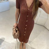 Vestido midi TWINSET em malha lurex com botões