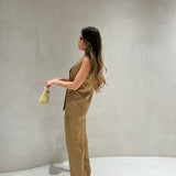 Conjunto TWINSET acetinado em kaki